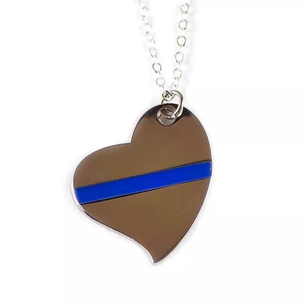 Thin Blue Line Blue Heart and Stripe Necklace- Thin Blue Line USA