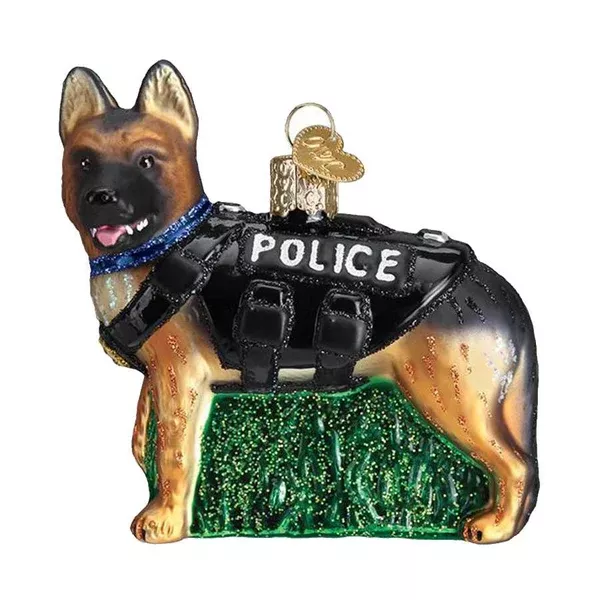 Thin Blue Line Ornament, K-9 Dog