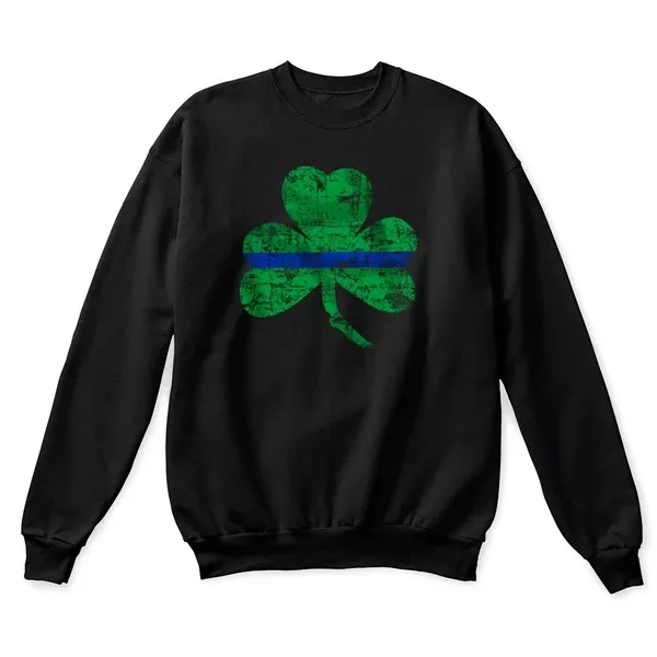 Thin Blue Line St. Patrick's Shamrock Crew Neck Sweatshirt