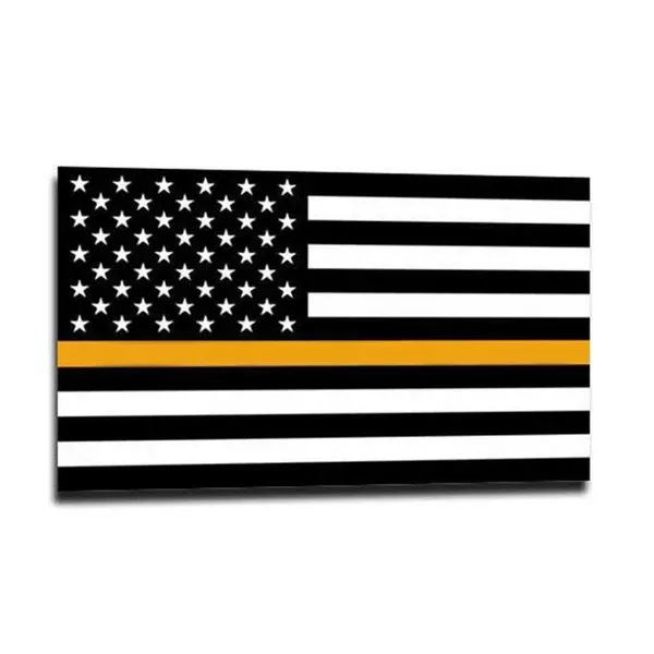 Thin Gold Line American Flag Sticker - 4 x 6.5 Inches
