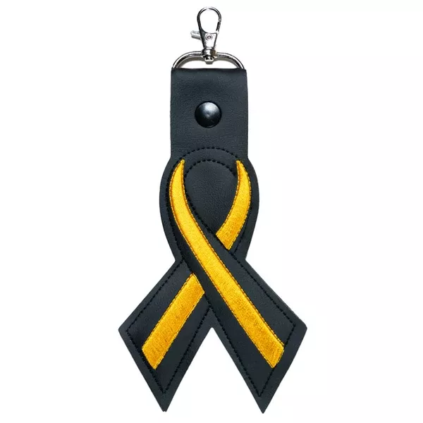 Thin Gold Line Leather Ribbon Keychain