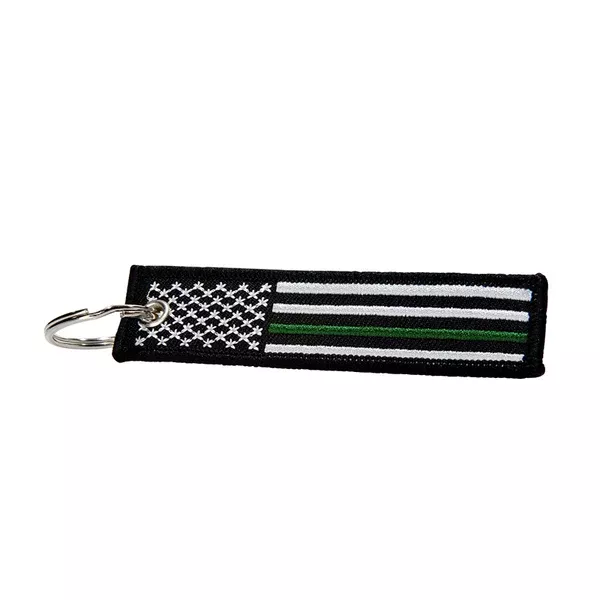 Thin Green Line Military American Flag Patch Keychain