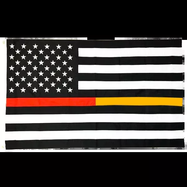 Thin Red and Gold Line Dual Flag with Grommets, 3 x 5