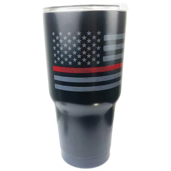 Thin Red Line Distressed American Flag Insulated Mug, 30 oz