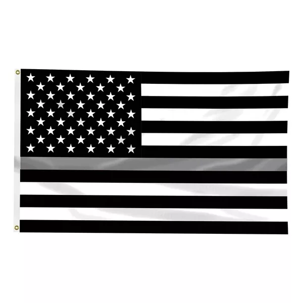 Thin Silver Line American Flag - 3 x 5 Foot Flag with Grommets