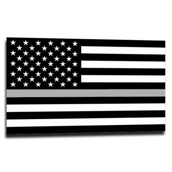 Thin Silver Line American Flag Sticker - 4 x 6.5 Inches