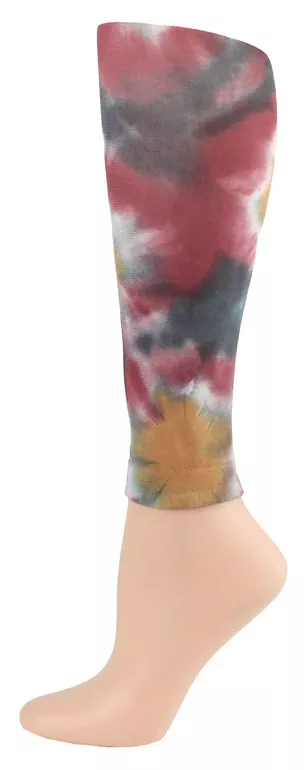 Tie Dye Grey&Red Footless Tights-Large/Tall