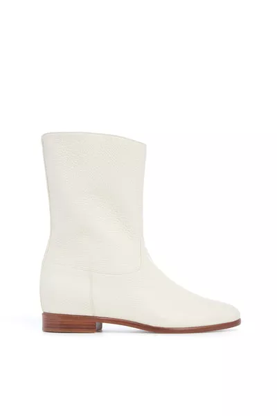 Tina Ankle Boot in Ivory Textured Leather