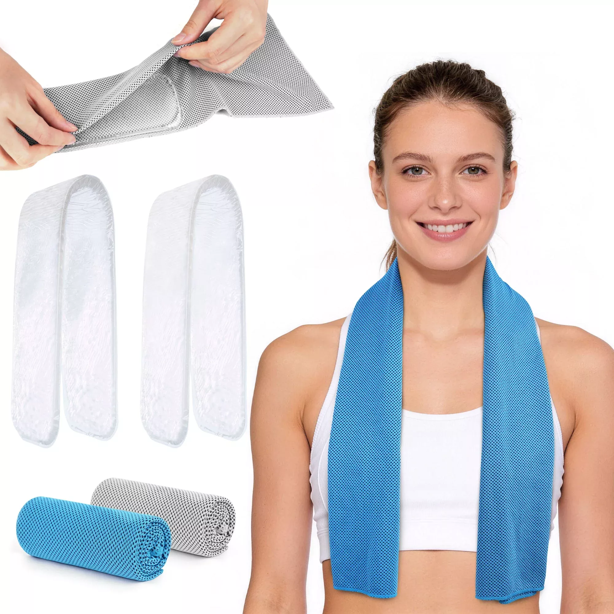 TopAcsy Cooling Towel and 220g Gel Neck Wrap - 2 Sets