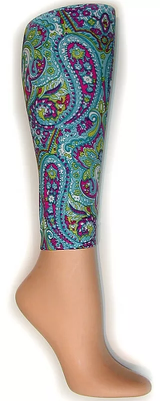 Turqoise Paisley Footless Tights