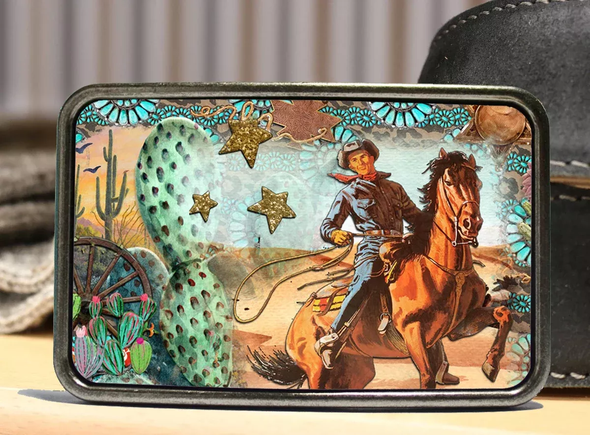 Turquoise Cowboy Western Belt Buckle