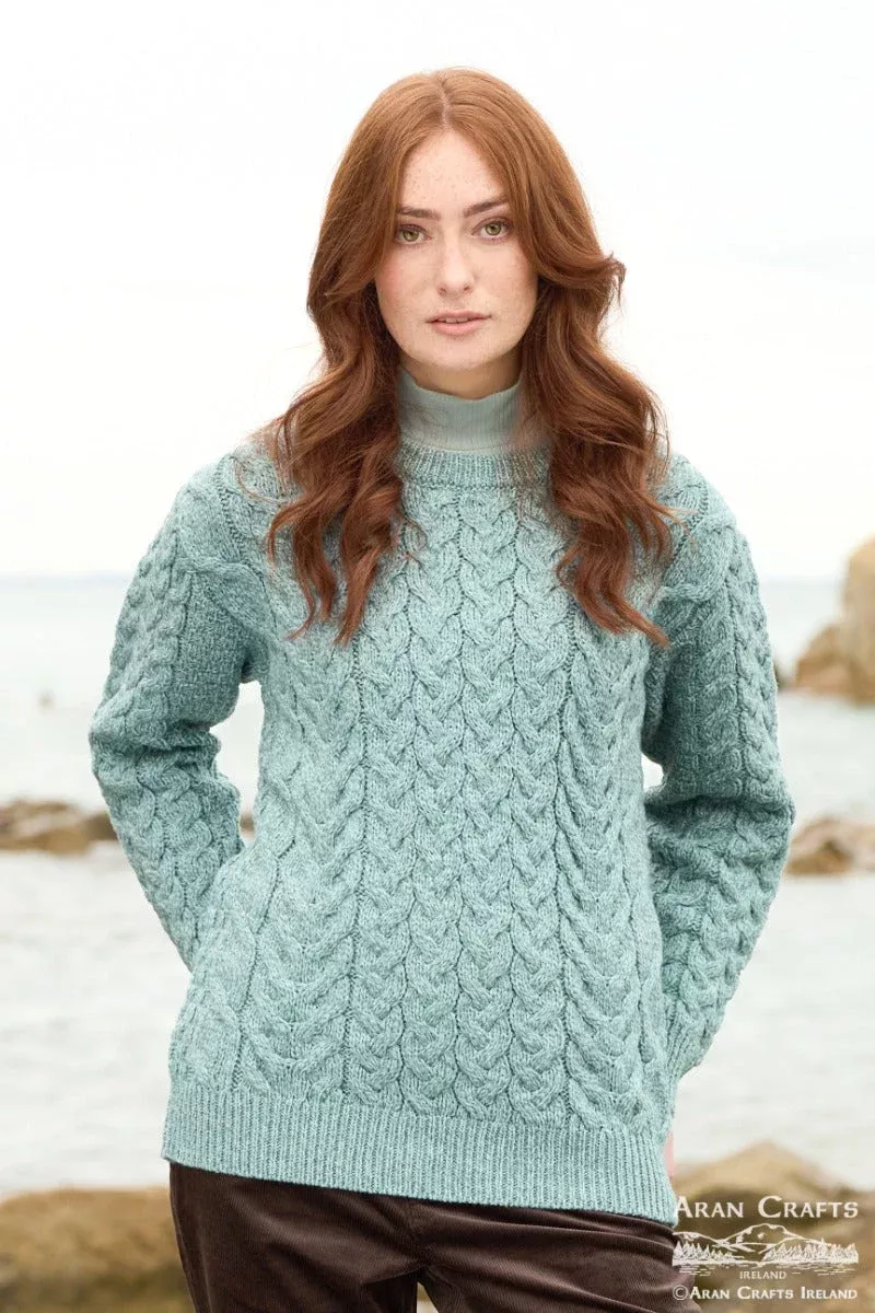 Unisex Cable Knit Crew Neck Sweater Mermaid