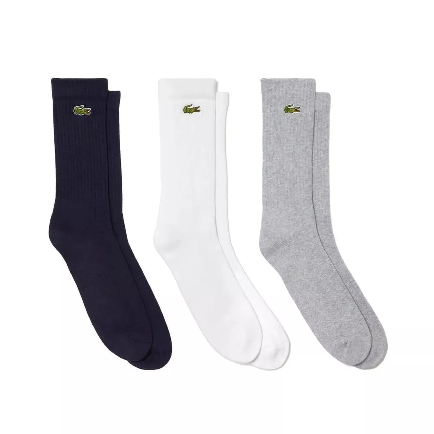 Unisex Core Performance Solid Jersey Tennis Tube Socks 3 Pack Silver Chine and White