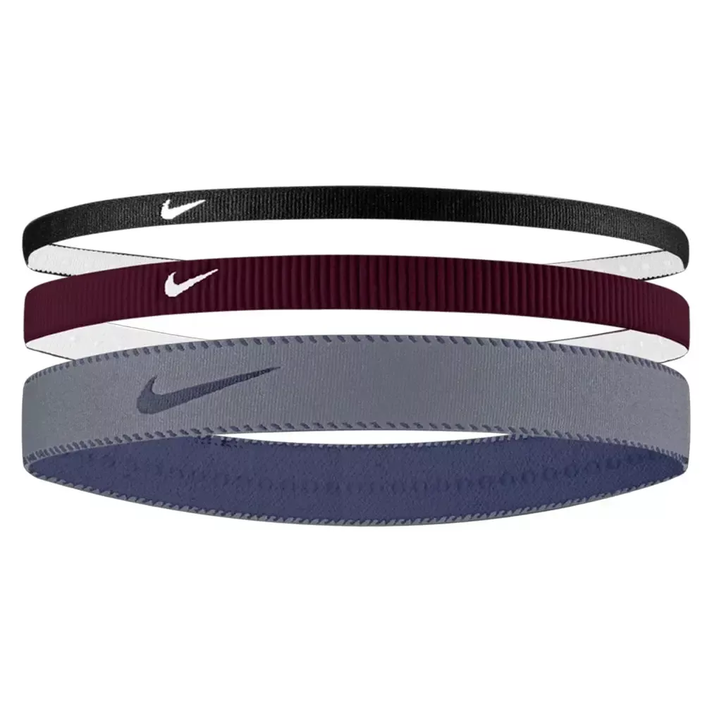 Unisex Flex Classic Mixed Width Headbands 3 Pack Burgundy Crush and World Indigo