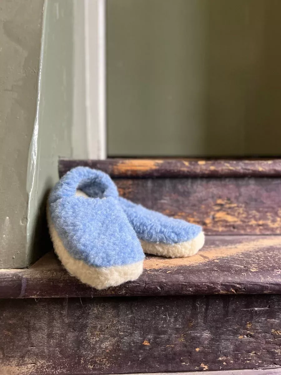 Unisex Merino Wool Slippers Light Blue