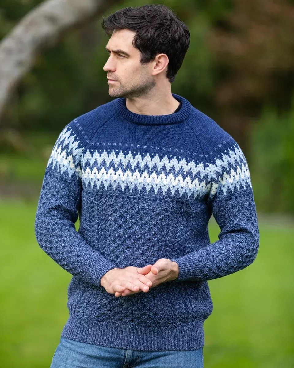 Unisex Merino WoolAran Fairisle SweaterDenim