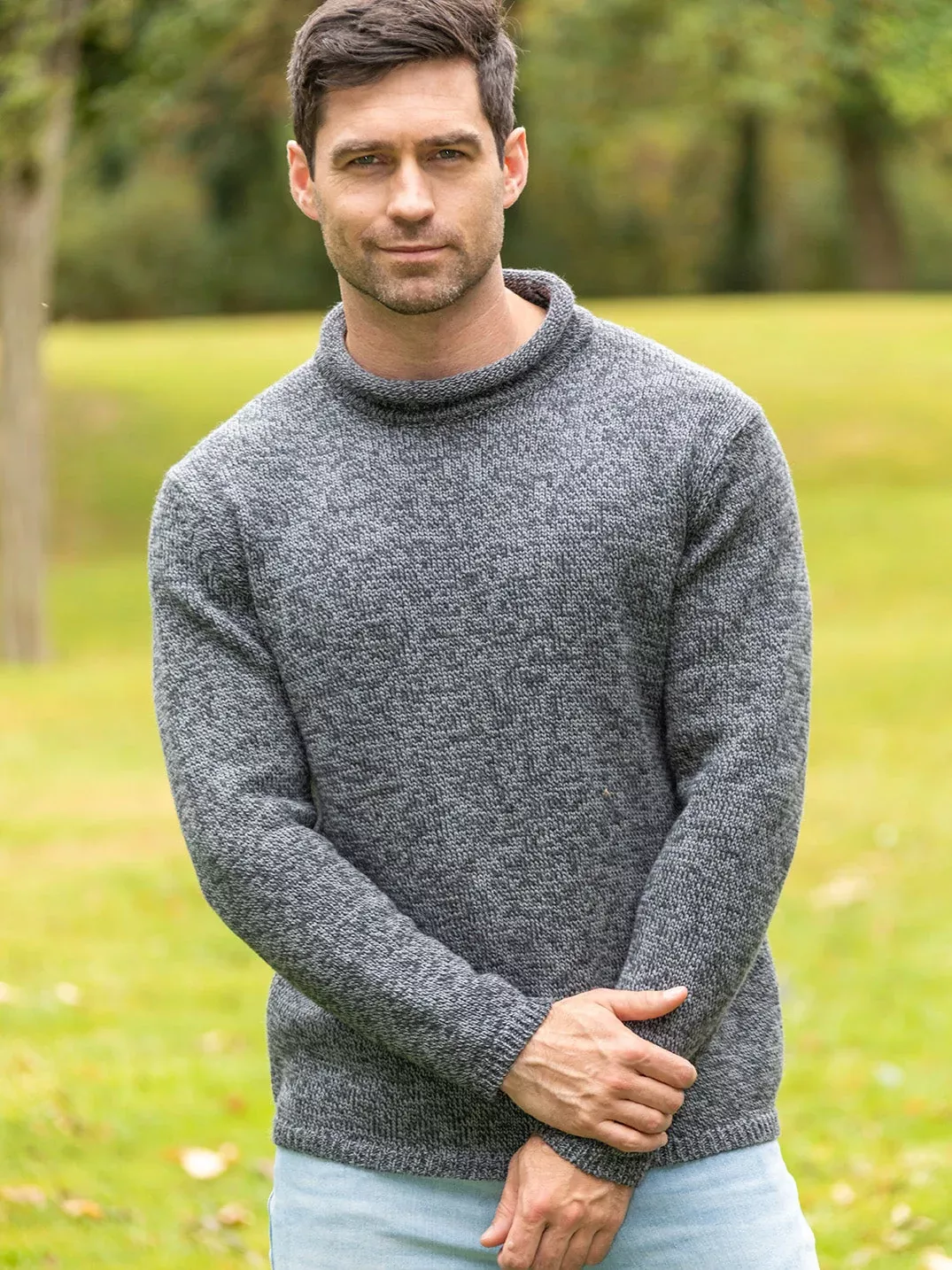 Unisex Roll Neck Merino Wool Sweater Slate