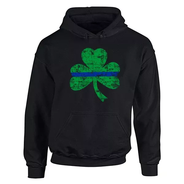 Unisex Thin Blue Line St. Patrick's Shamrock Hoodie