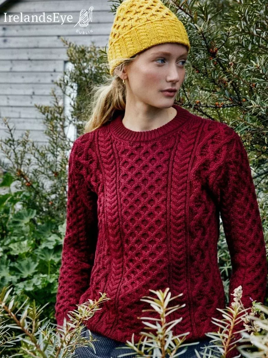 Unisex TraditionalAran Sweater Claret
