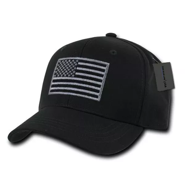 US Flag Embroidered Cap - Black