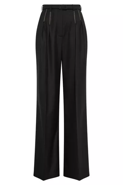Vargas Wide-leg Pant in Black & Camel Cashmere