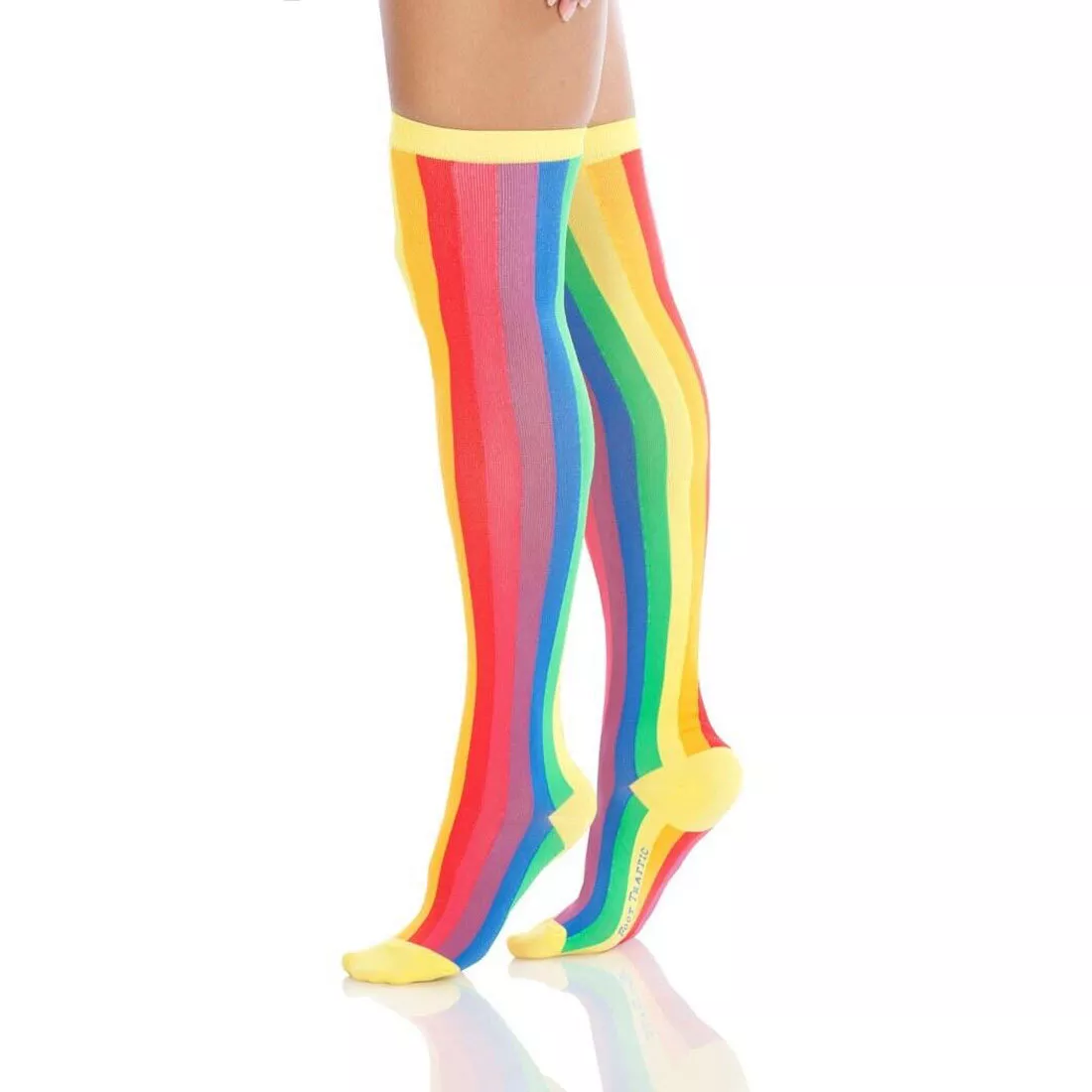 Vertical Rainbow Over the Knee Socks