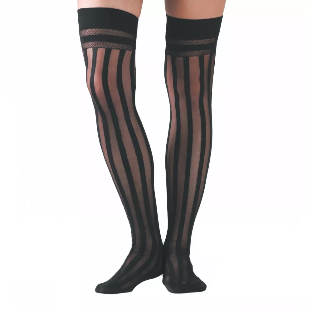 Vertical Stripe Thigh Highs