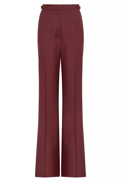 Vesta Flare Pant in Bordeaux Wool Silk