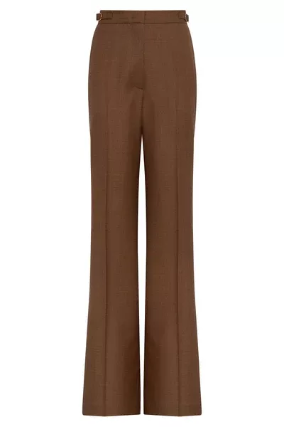 Vesta Flare Pant in Chestnut Wool Silk