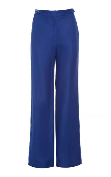 Vesta Flare Pant in Cobalt Linen Twill