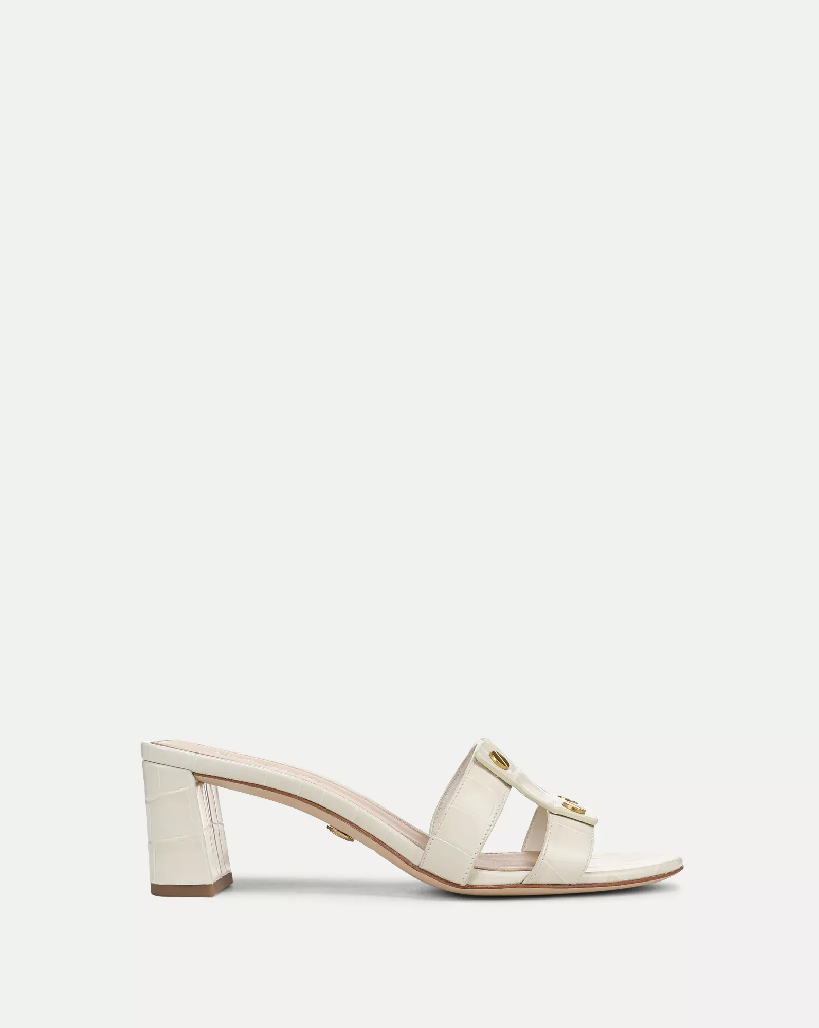 Via Croc-Embossed Mid-Heel Sandal
