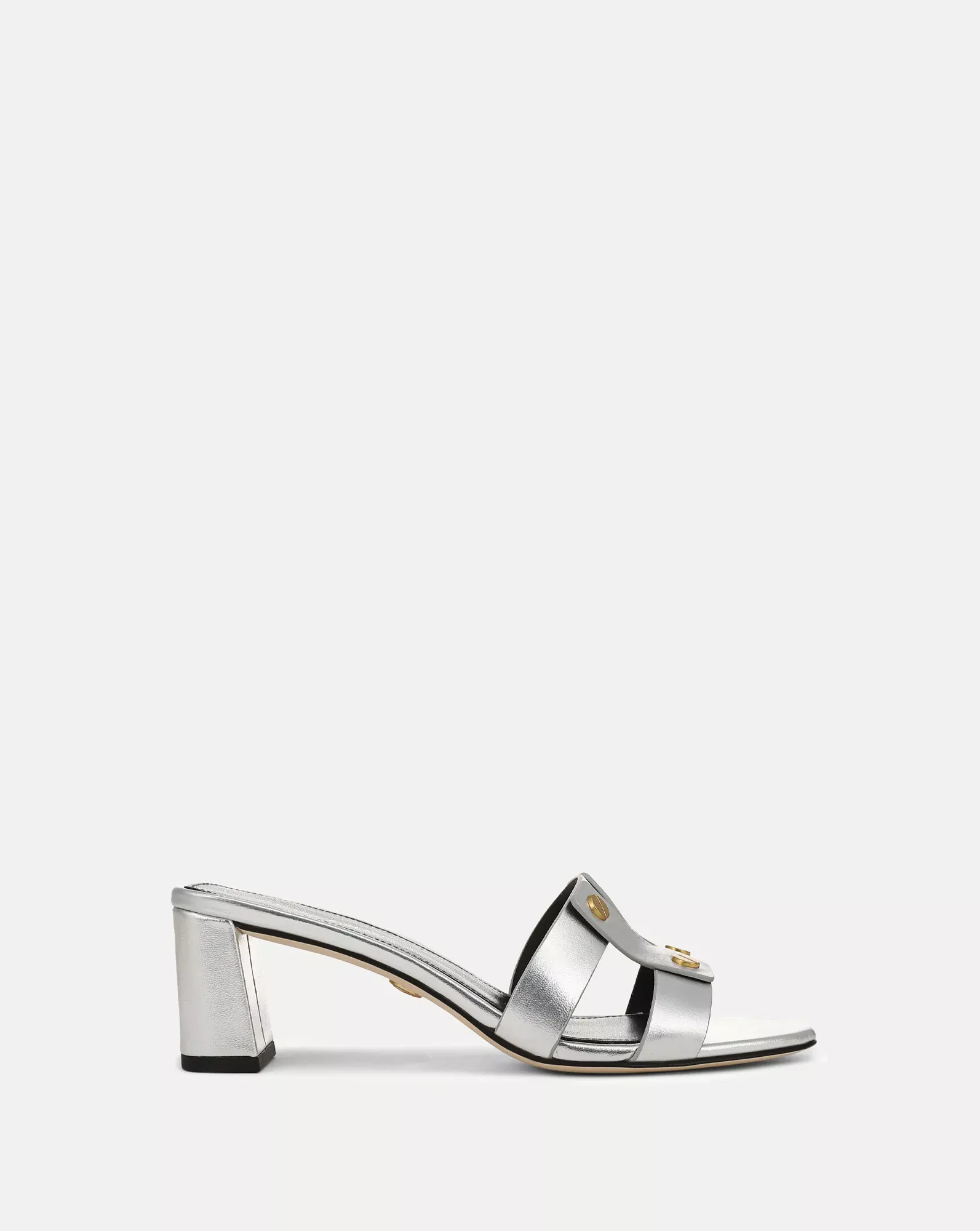 Via Silver Mid-Heel Sandal