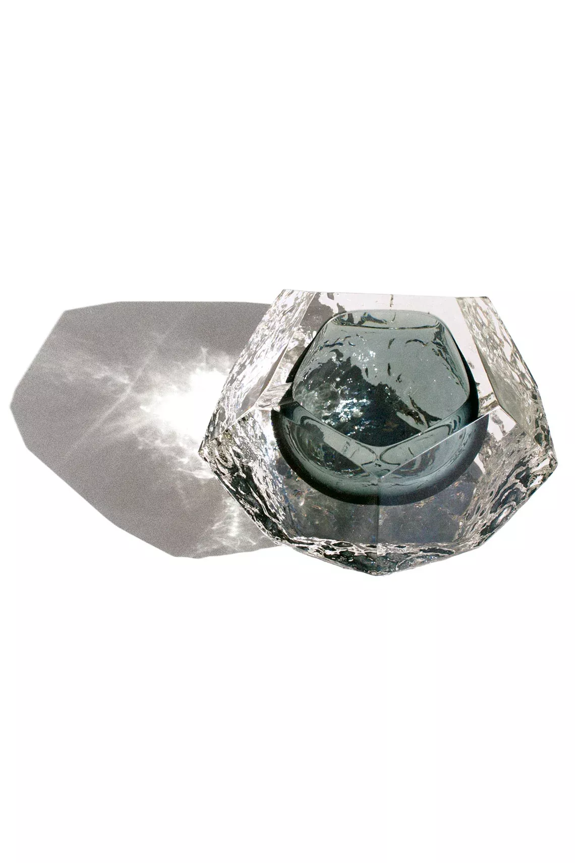 Vintage Clear Blue Faceted Ashtray