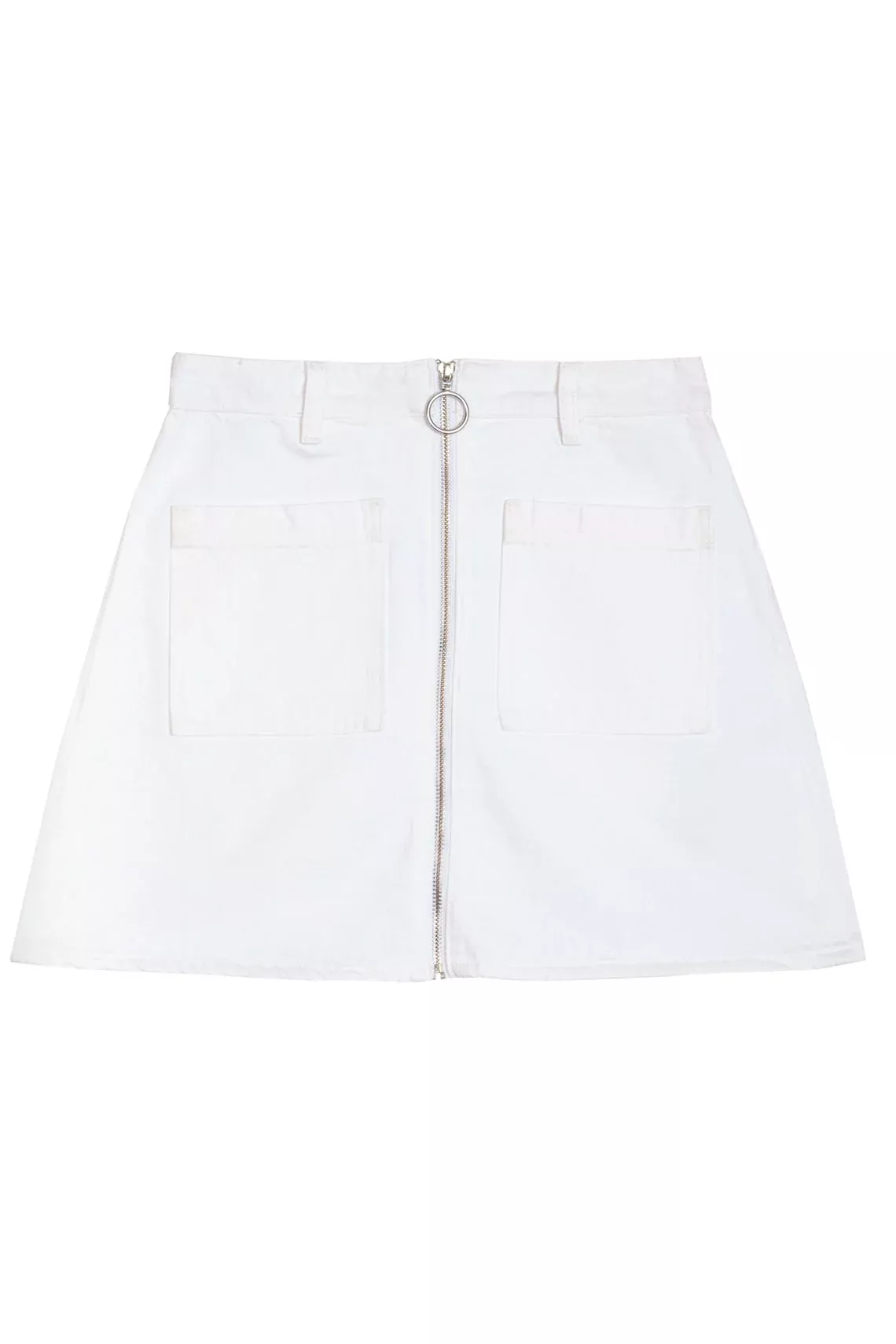 Vintage White Zip Mini Skirt