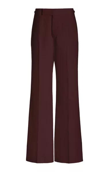 Vista Flare Pant in Deep Bordeaux Virgin Wool Twill