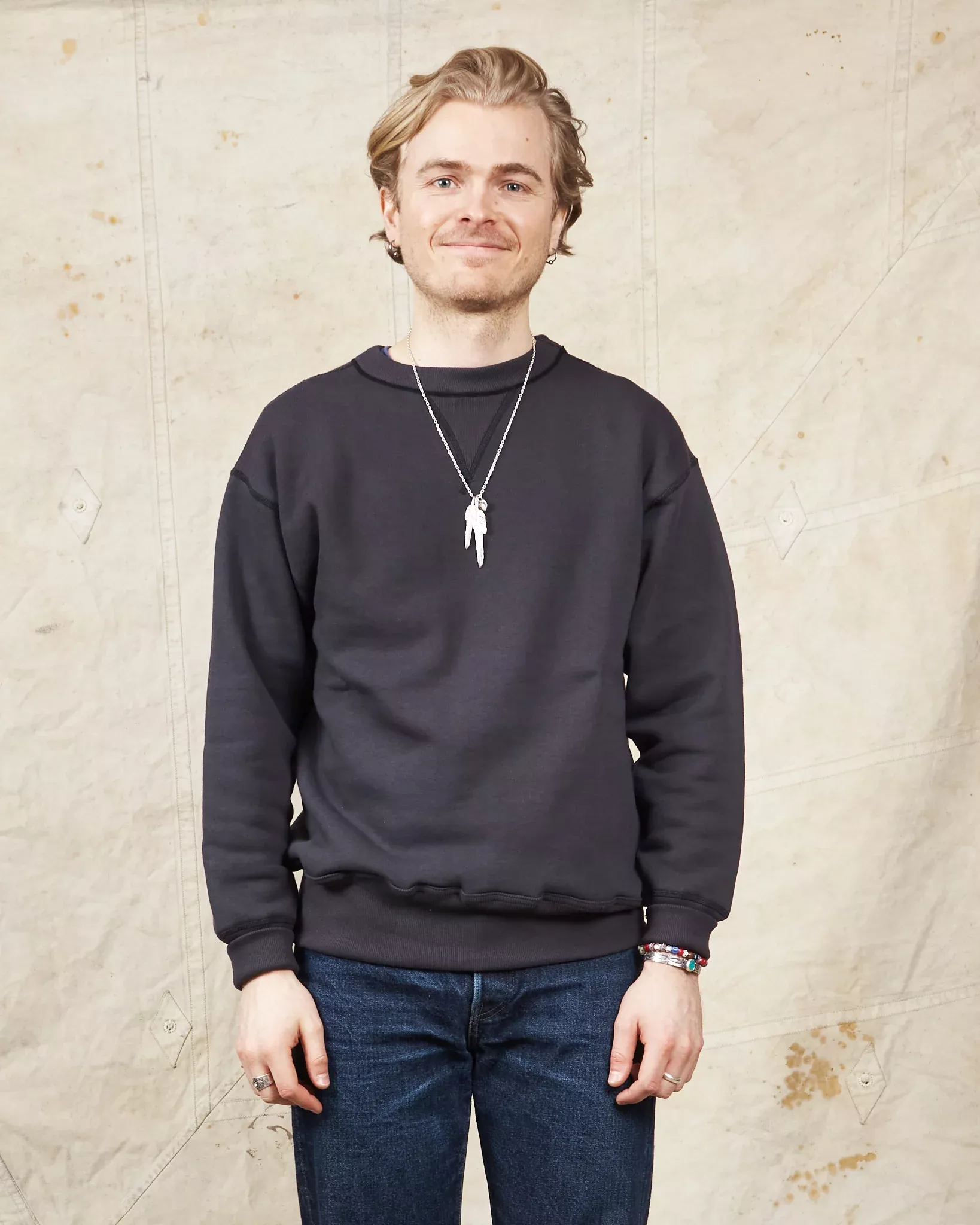 Warehouse & Co Lot. 401 Loop-Wheel Sweatshirt Heather Sumikuro (Black)