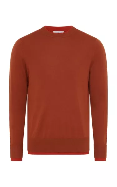 Wells Reversible Knit Sweater in Rust & Antelope Orange Cashmere Silk