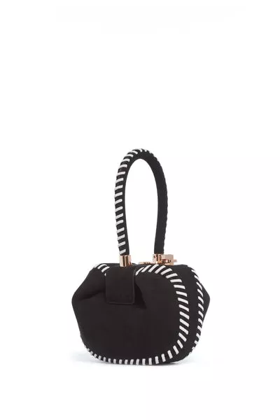 Whipstitch Demi Bag in Black Suede
