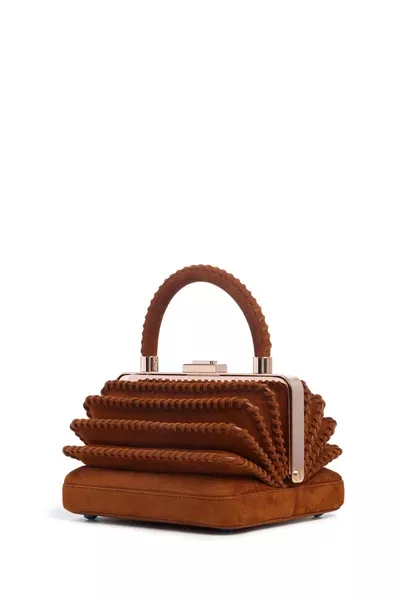 Whipstitch Diana Bag in Cognac Suede