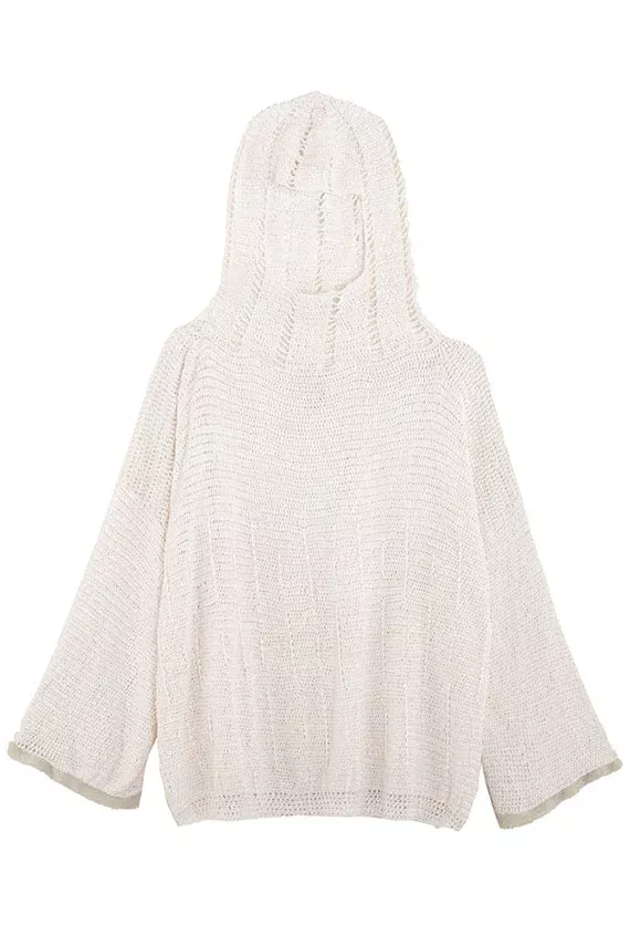 White Anin Hooded Crochet Top