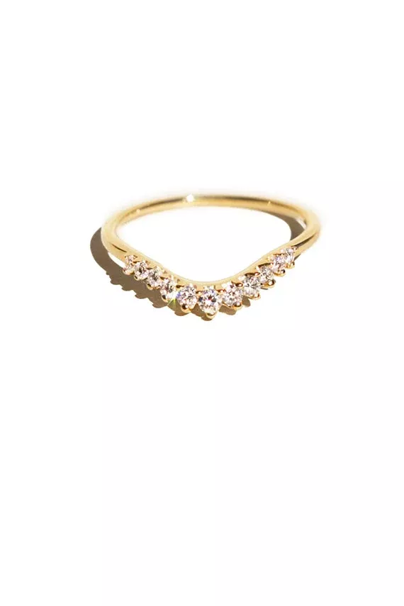 White Diamond Tiara Curve Band