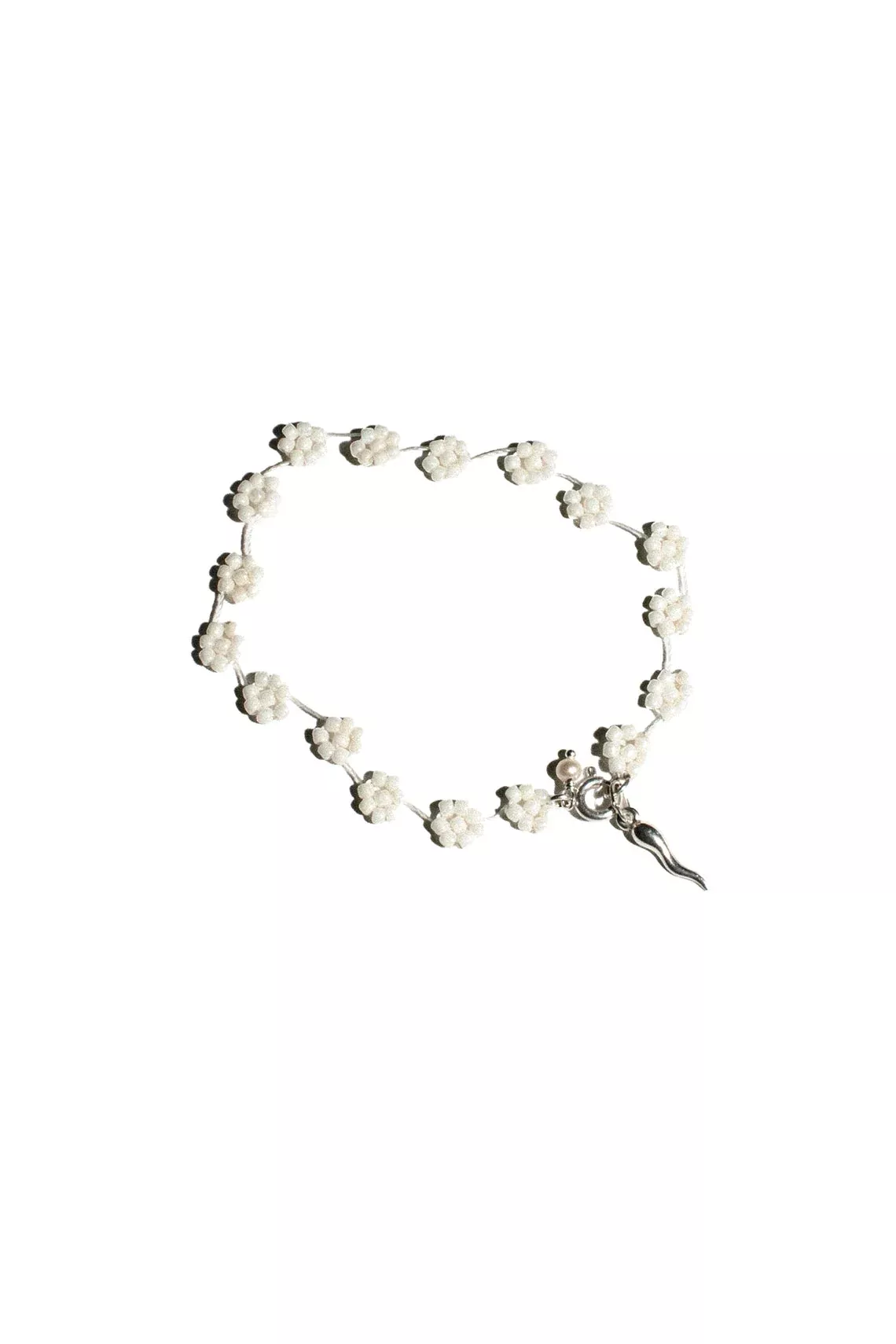 White Flower Bracelet with Italian Horn