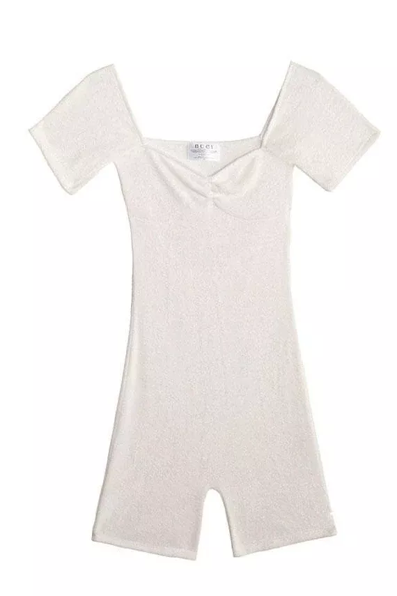 White Organic Terry Orchard Romper