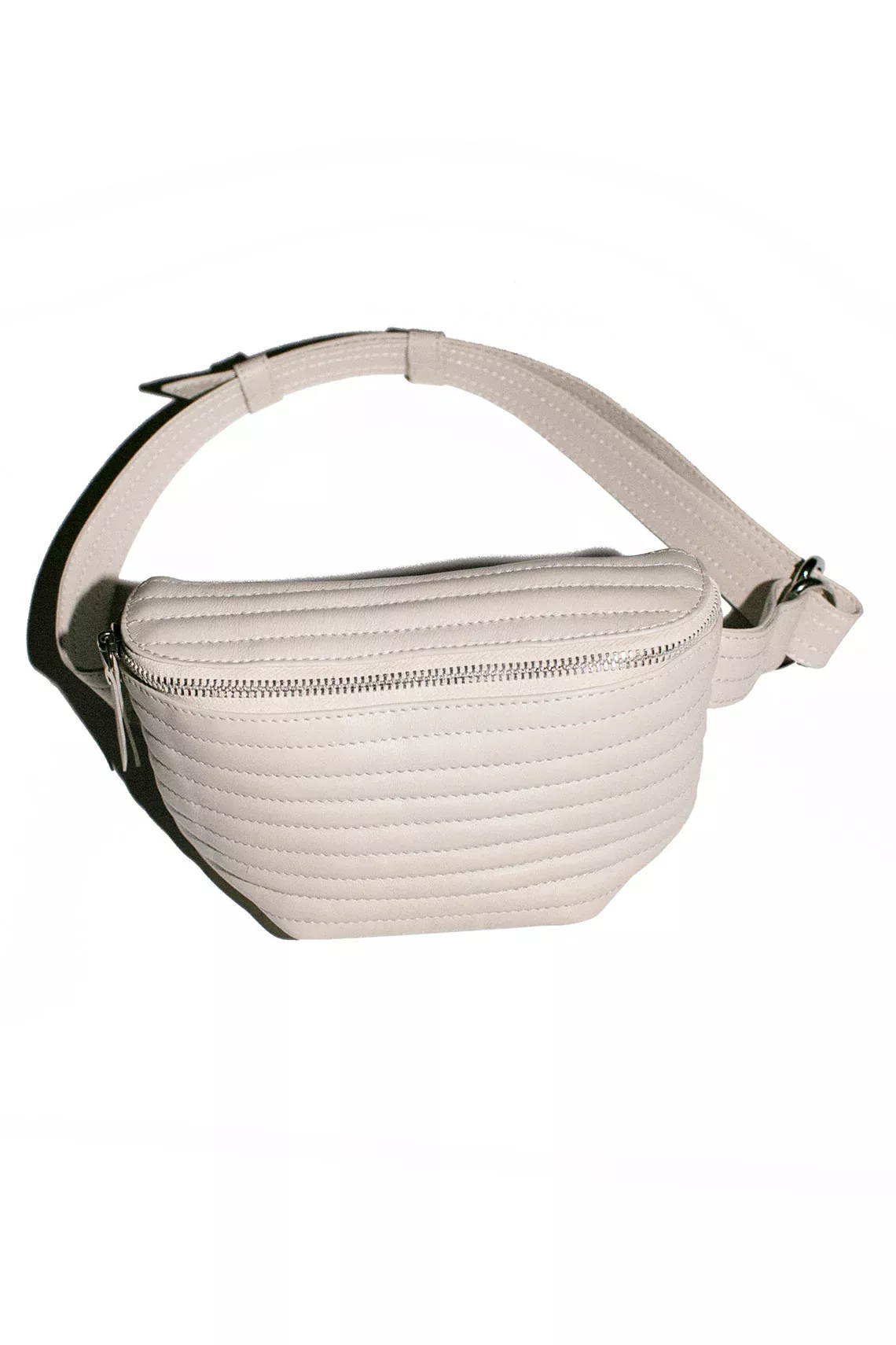 White Ribbed Belt Bag