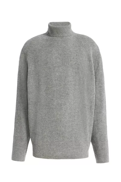 Wigman Knit Turtleneck Sweater in Heather Grey Cashmere