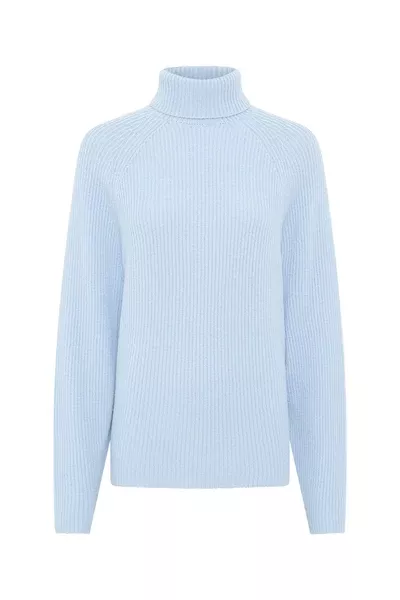 Wigman Knit Turtleneck Sweater in Light Blue Cashmere