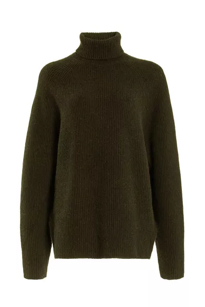 Wigman Knit Turtleneck Sweater in Olive Cashmere M