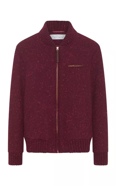 Winslow Bomber in Bordeaux Speckled Cashmere