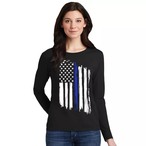 Women's Long Sleeve- Thin Blue Line American Flag