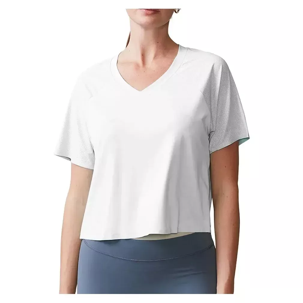 Women's UPF Crop Performance Tennis Tee White